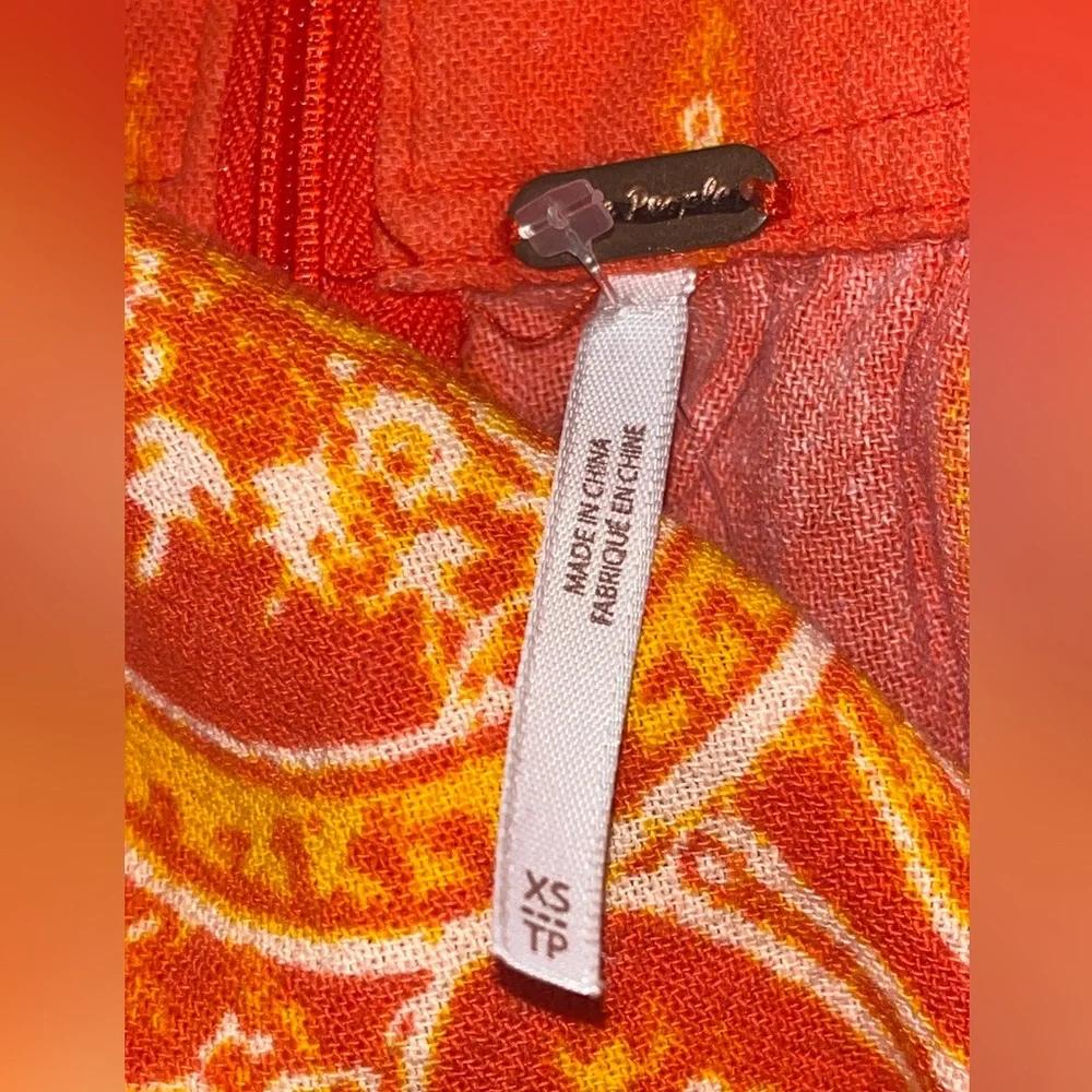 Free People’s Setting Sun Printed Orange Cropped Jumpsuit NWOT - Picture 11 of 12